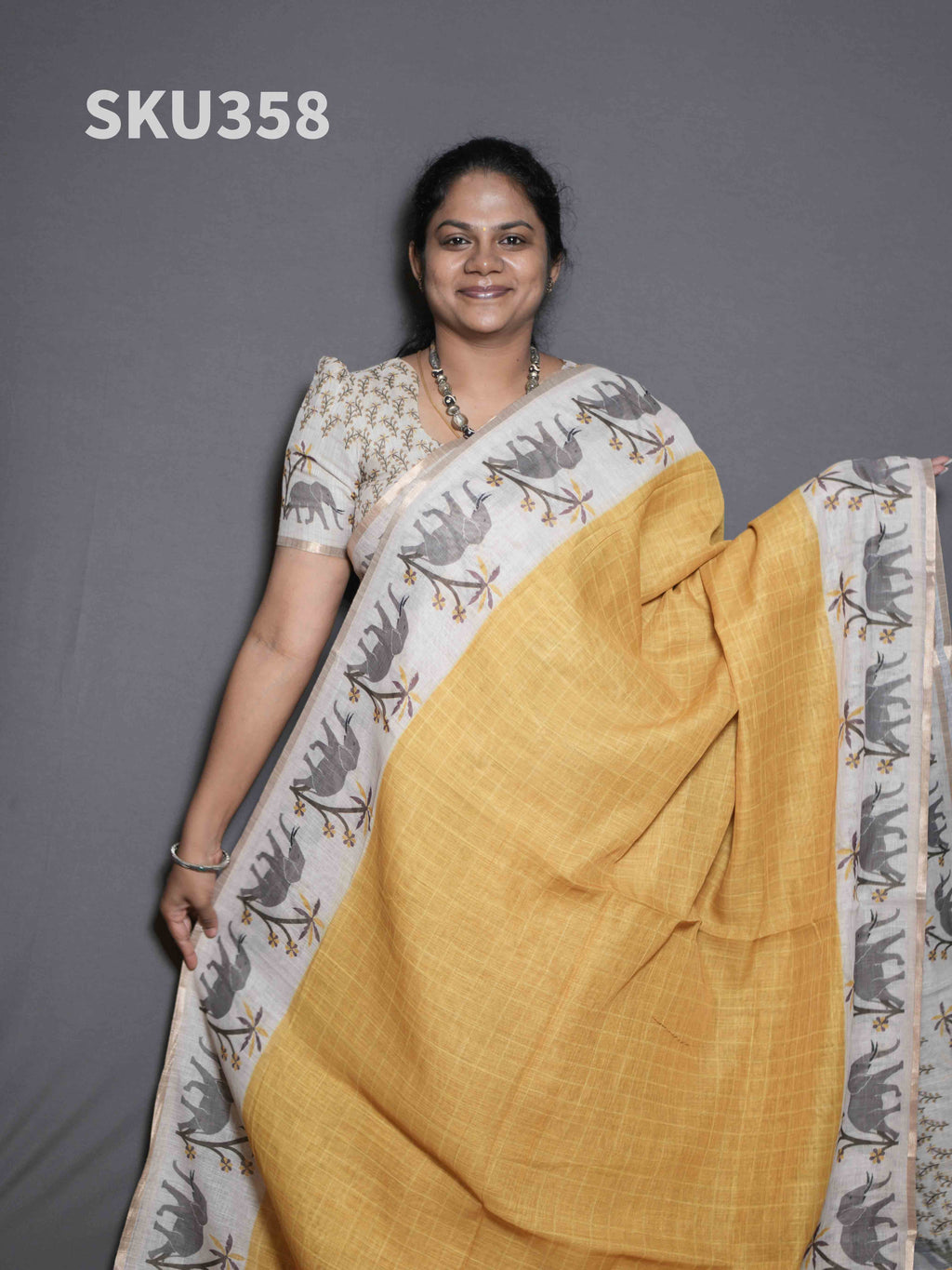 Linen Cotton Sarees Everyday Grace / SKU358 – 1