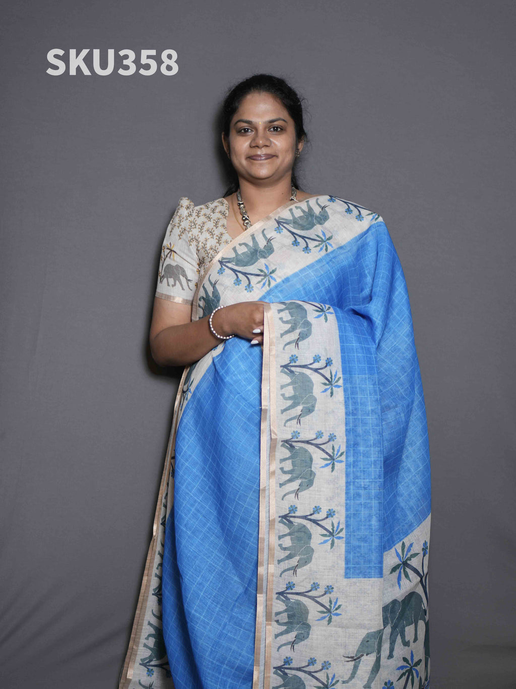 Linen Cotton Sarees Natural Elegance / SKU358 – 5