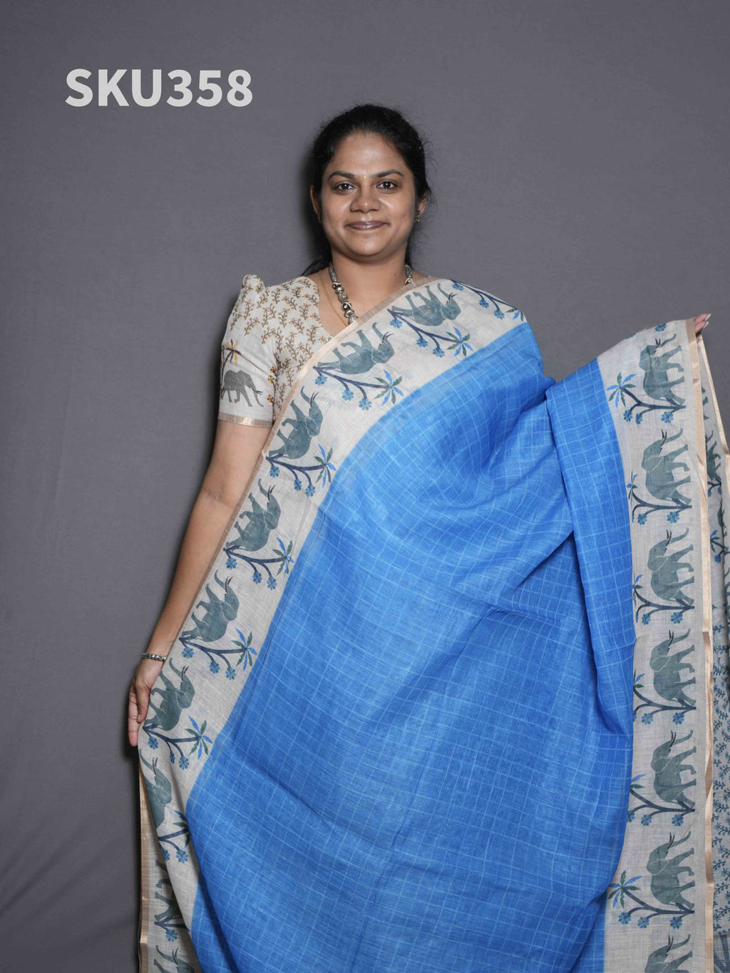 Linen Cotton Sarees Natural Elegance / SKU358 – 5