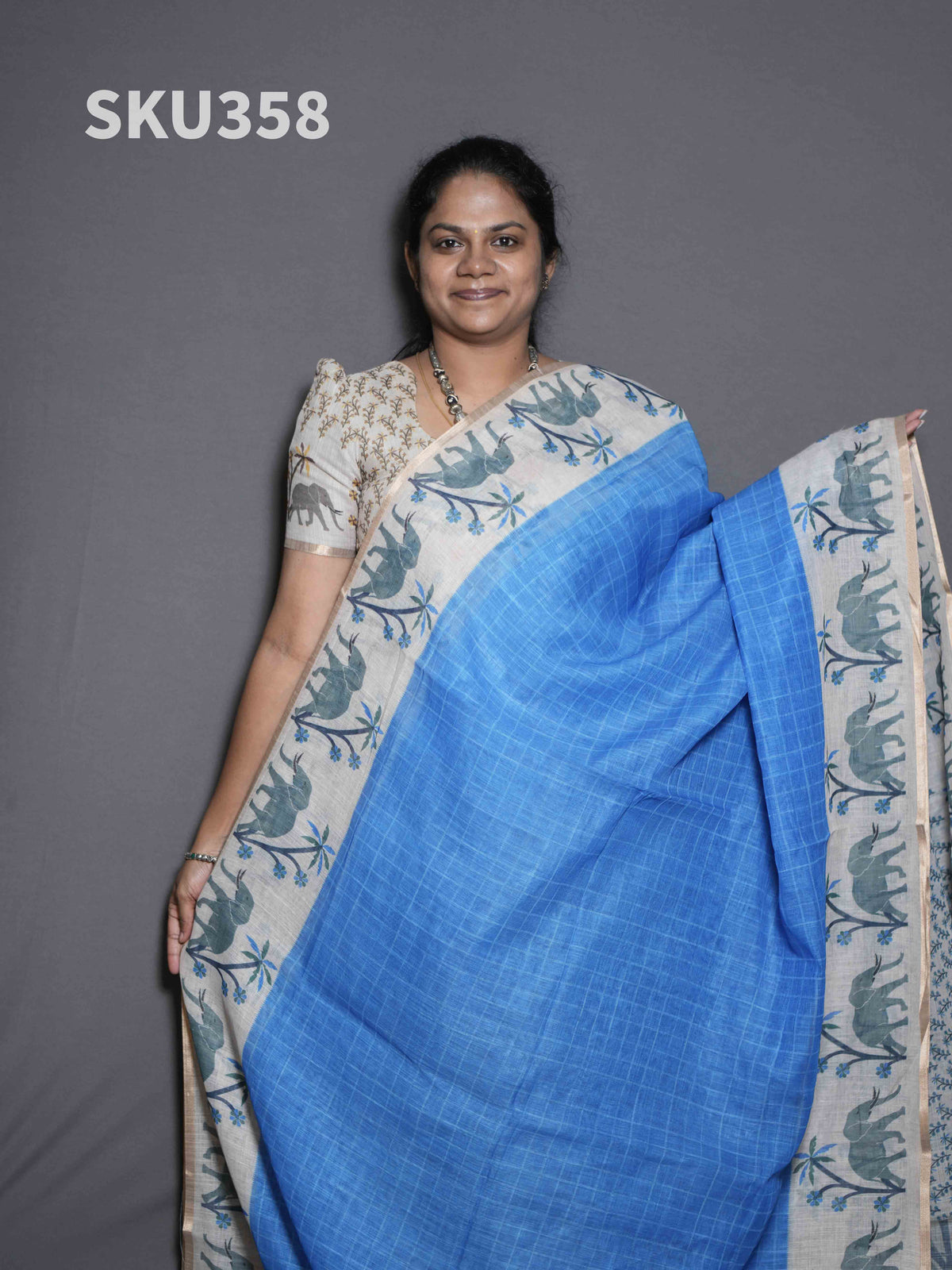Linen Cotton Sarees Natural Elegance / SKU358 – 5