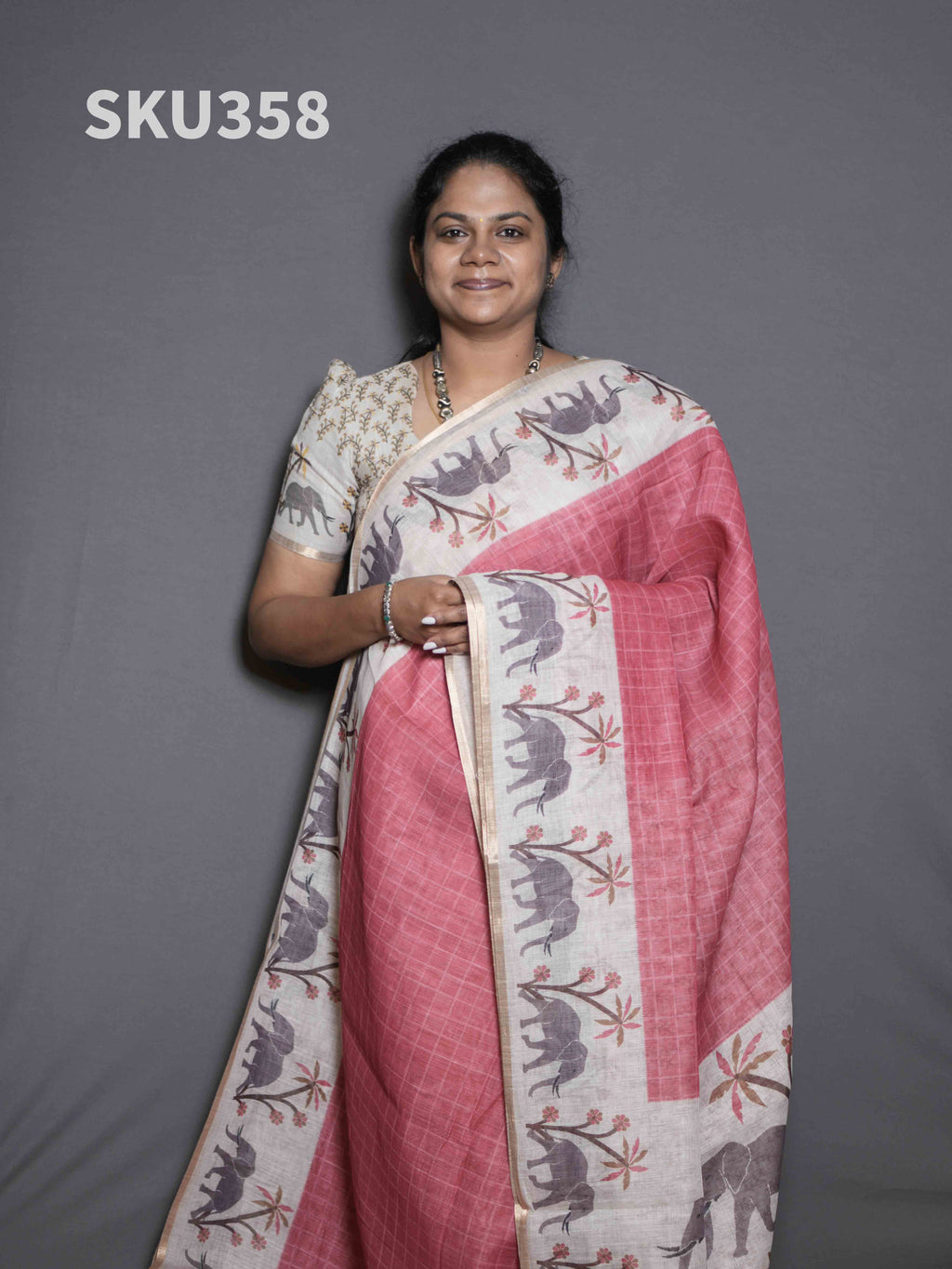 Linen Cotton Sarees Graceful Drape / SKU358 – 6