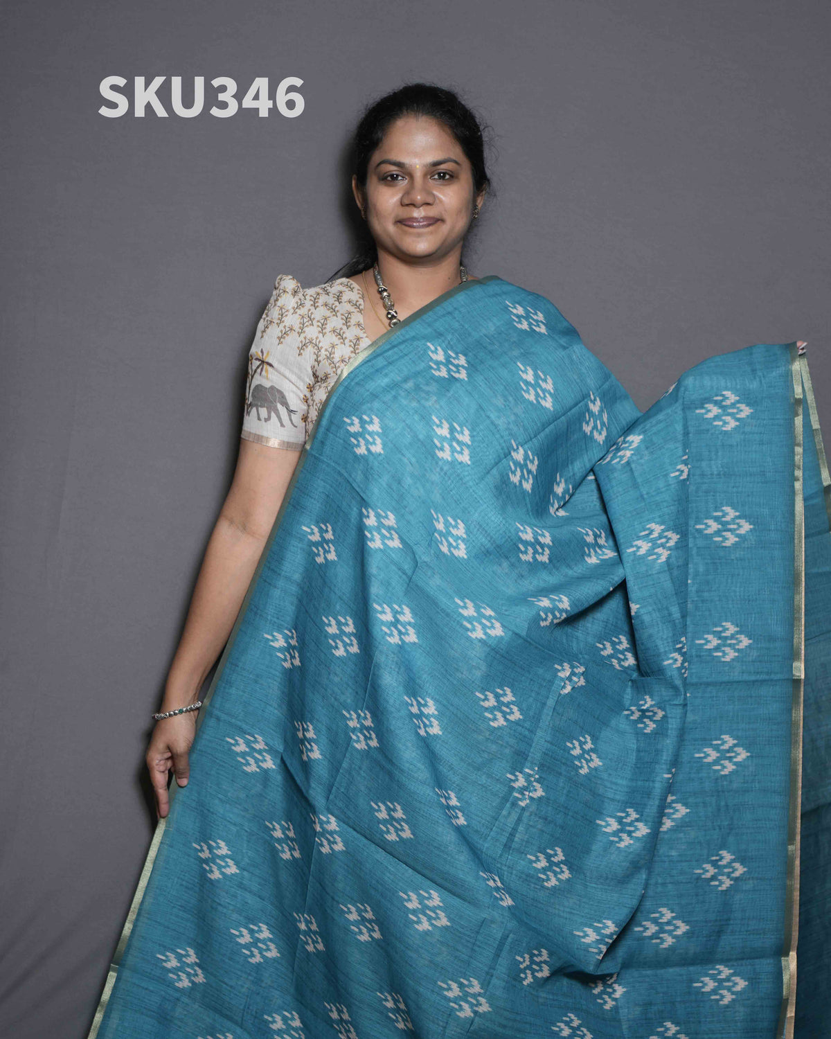 Printed Linen Sarees Natural Grace / SKU346 – 1