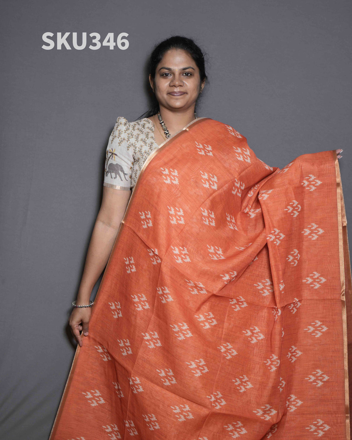 Printed Linen Sarees Classic Charm / SKU346 – 2