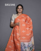 Printed Linen Sarees Floral Charm / SKU346 – 4