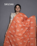 Printed Linen Sarees Floral Charm / SKU346 – 4