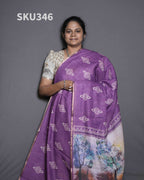 Printed Linen Sarees Artistic Beauty / SKU346 – 5