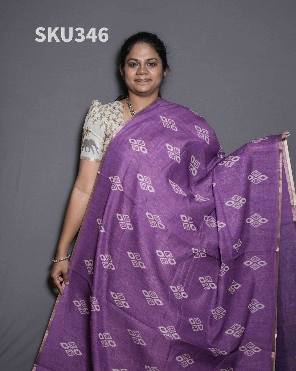 Printed Linen Sarees Artistic Beauty / SKU346 – 5