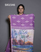 Printed Linen Sarees Artistic Beauty / SKU346 – 5