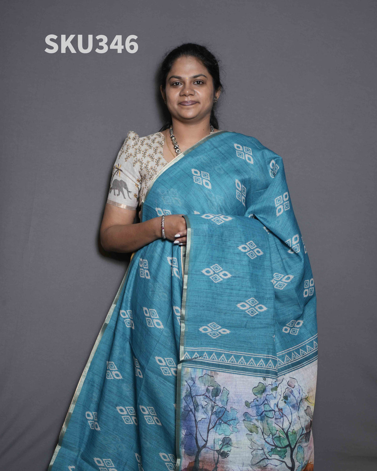 Printed Linen Sarees Subtle Grace / SKU346 – 6