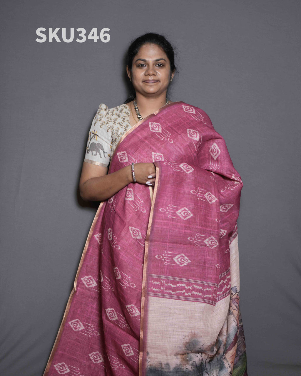 Printed Linen Sarees Modern Appeal / SKU346 – 8