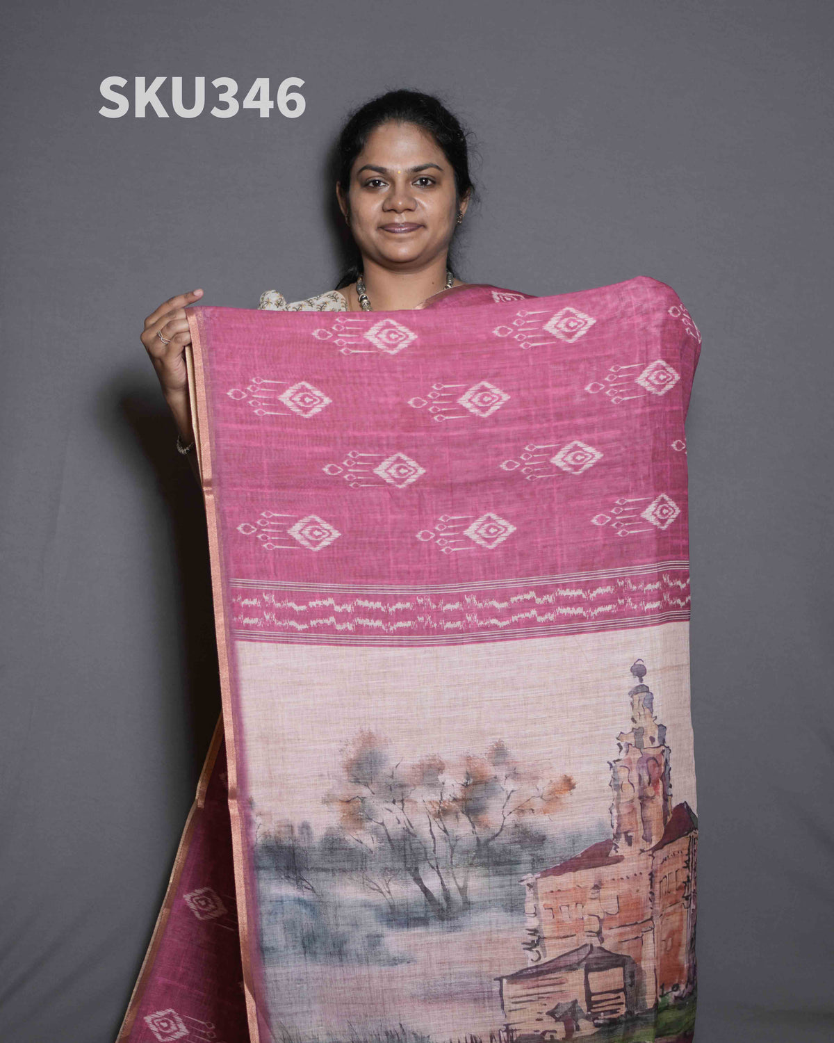 Printed Linen Sarees Modern Appeal / SKU346 – 8