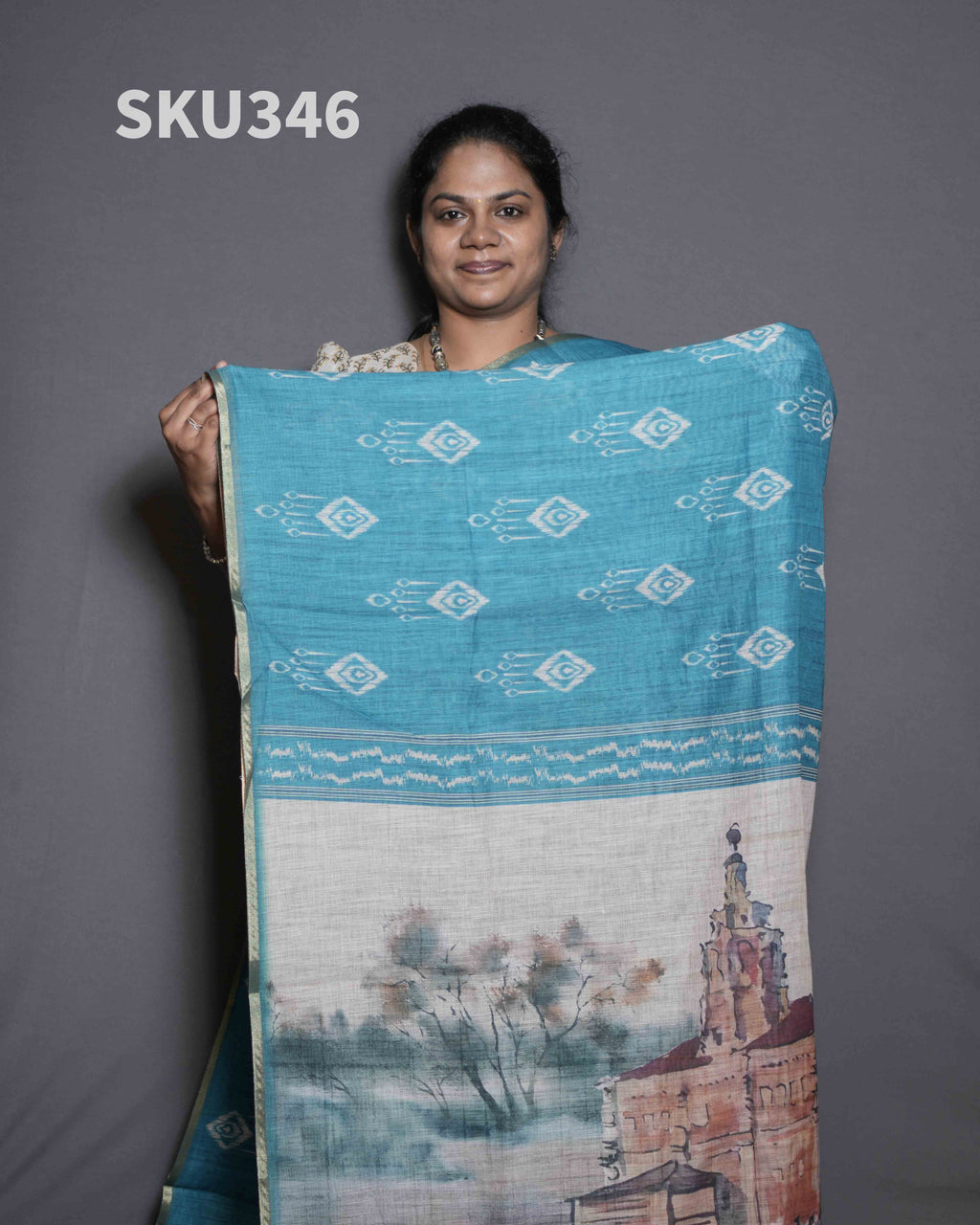 Printed Linen Sarees Earthy Beauty / SKU346 – 9