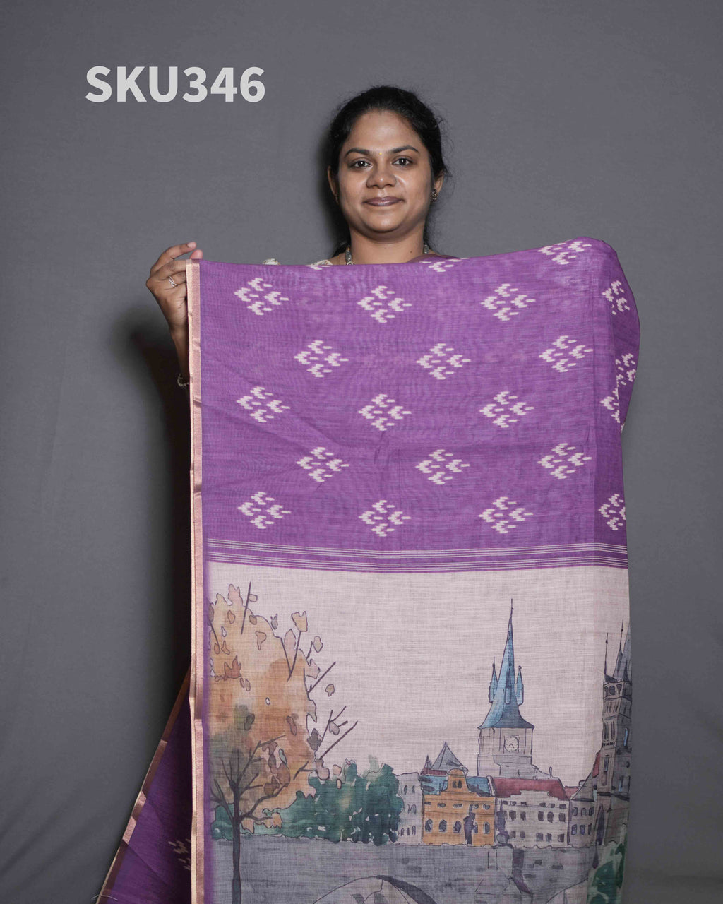 Printed Linen Sarees Refined Texture / SKU346 – 12