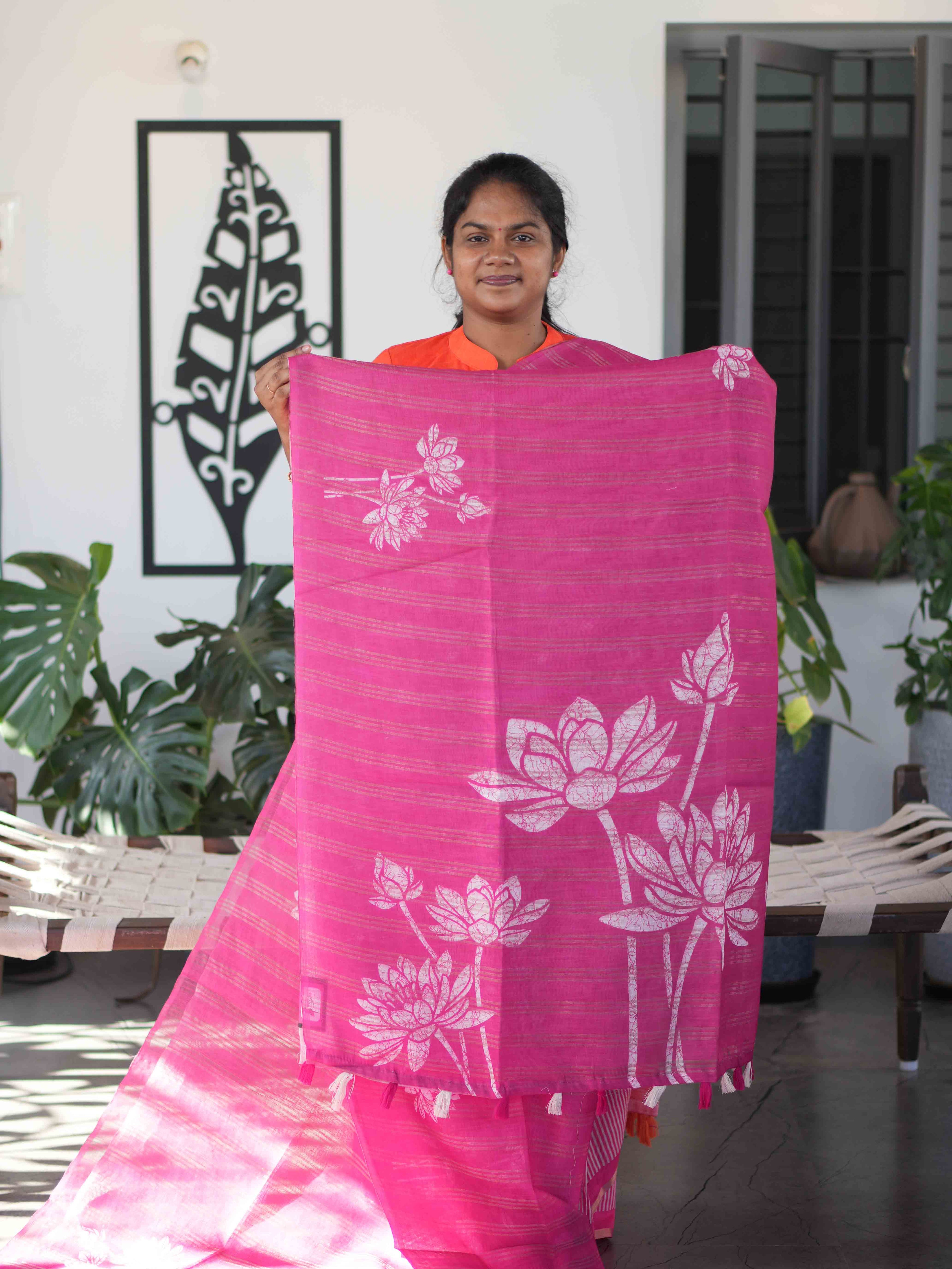 Linen Jari Sarees  / SKU263 – 1