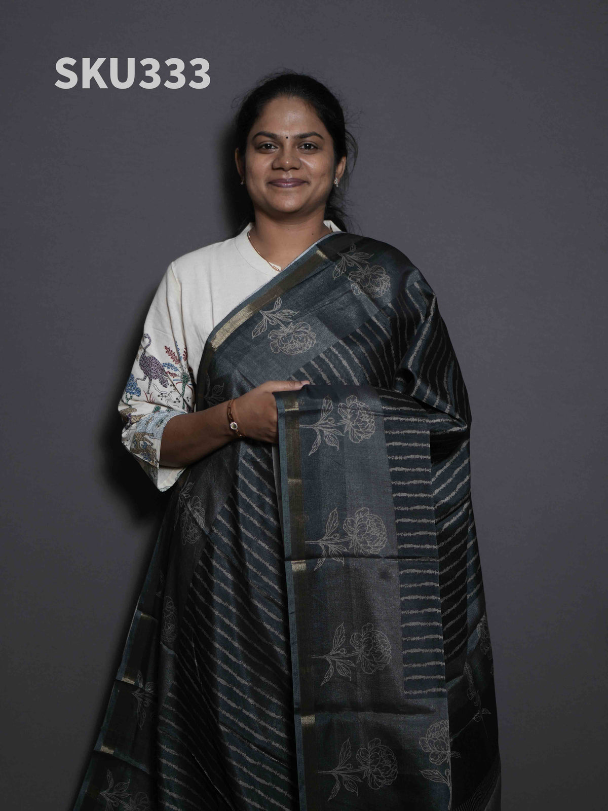 Printed Kadhi Cotton Sarees Graceful Motifs / SKU333 – 4