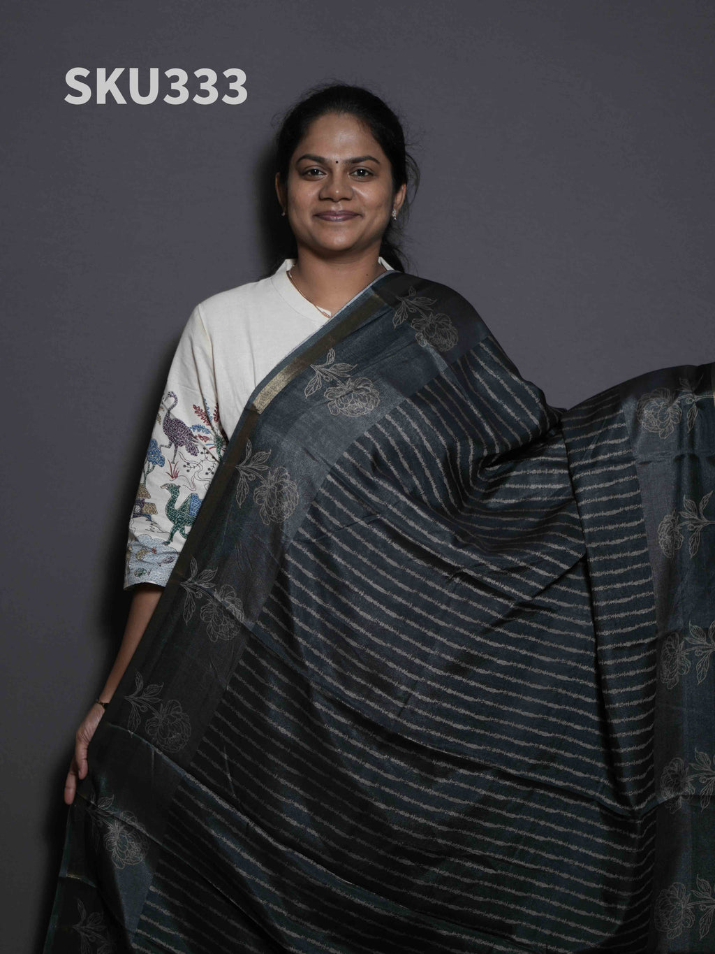 Printed Kadhi Cotton Sarees Graceful Motifs / SKU333 – 4