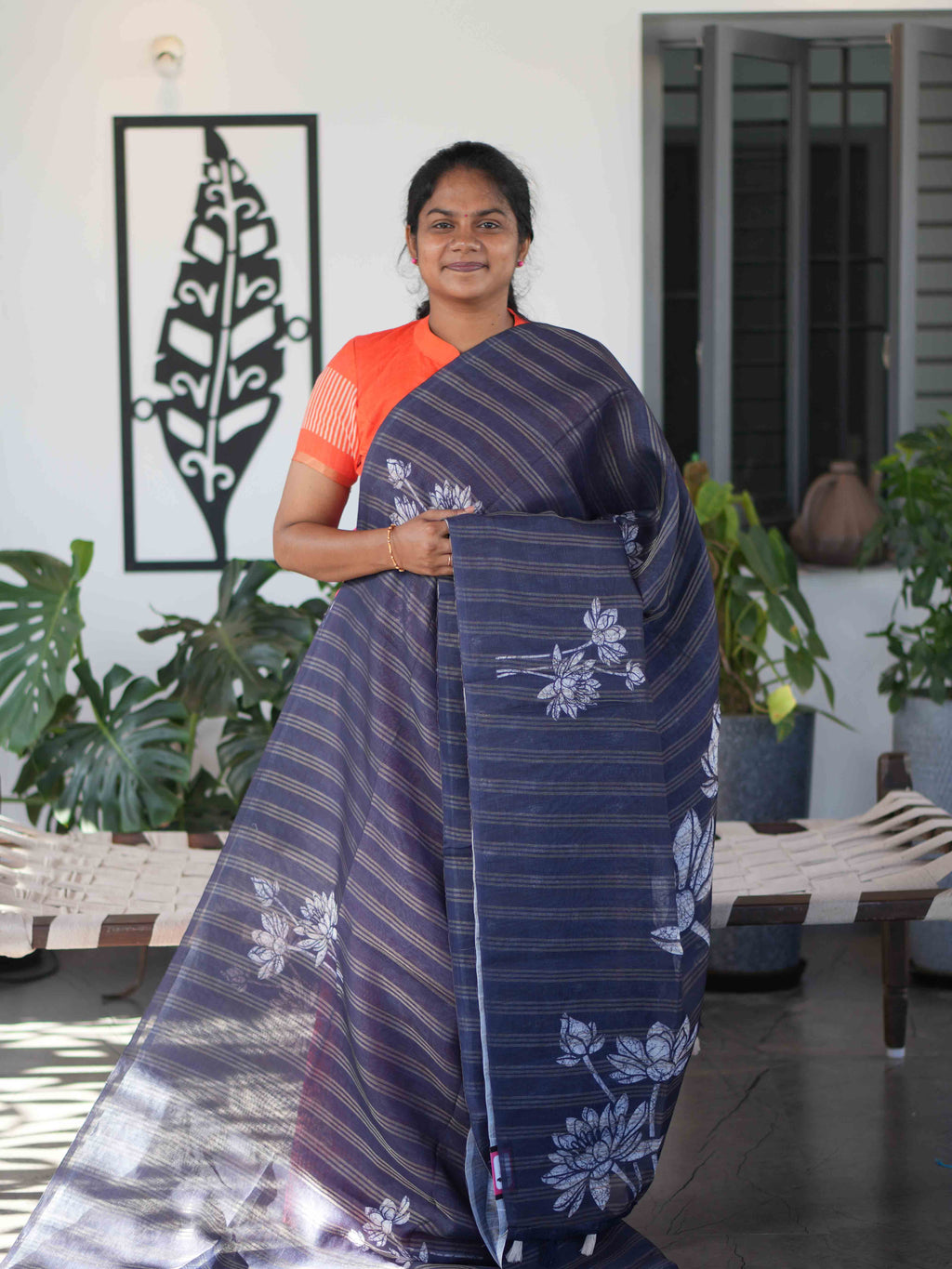 Linen Jari Sarees  / SKU263 – 4