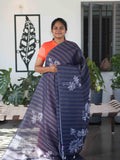 Linen Jari Sarees  / SKU263 – 4