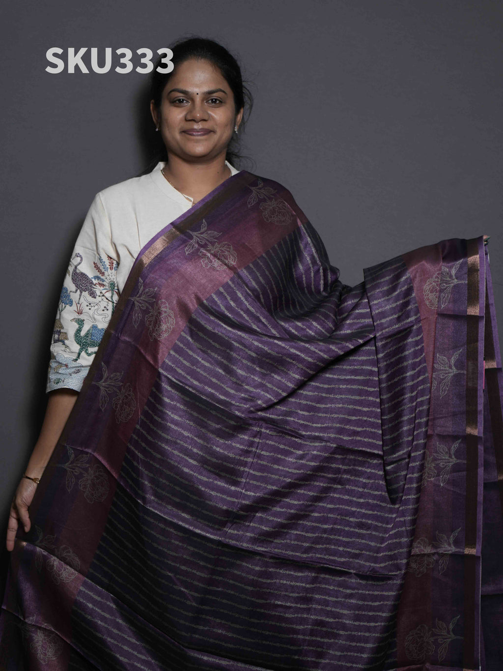 Printed Kadhi Cotton Sarees Floral Beauty / SKU333 – 6