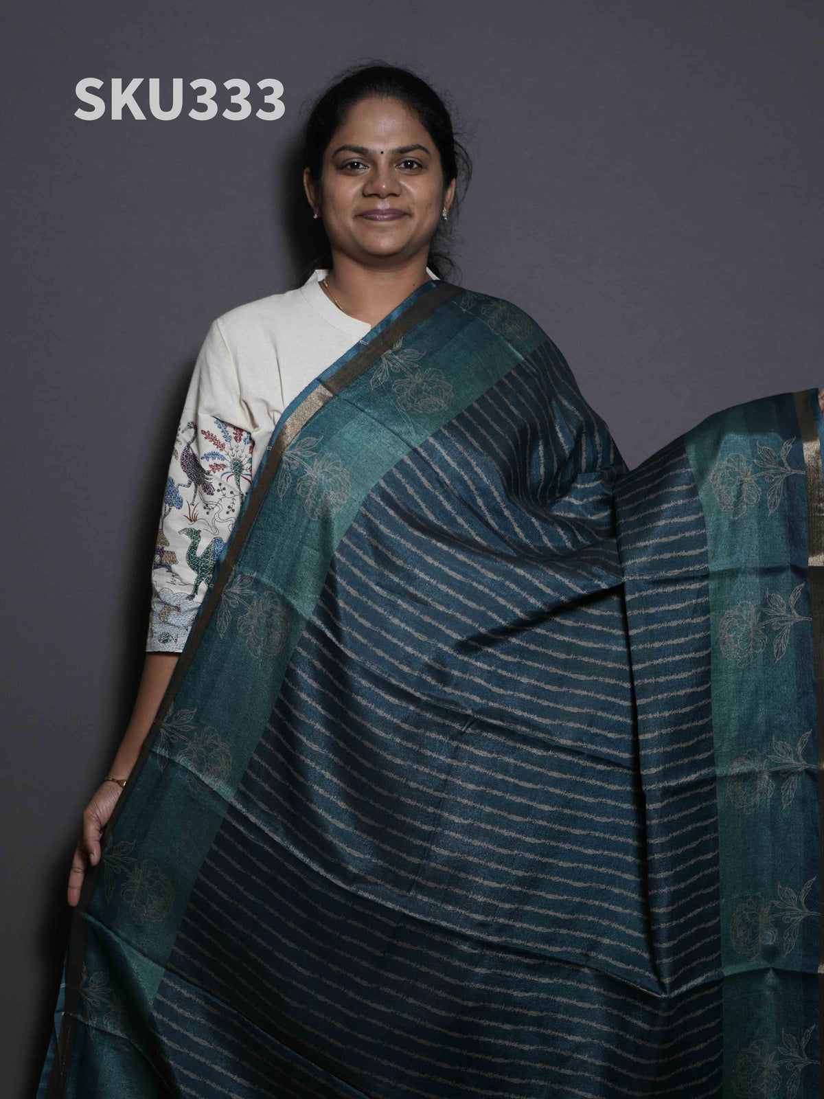 Printed Kadhi Cotton Sarees Modern Patterns / SKU333 – 10
