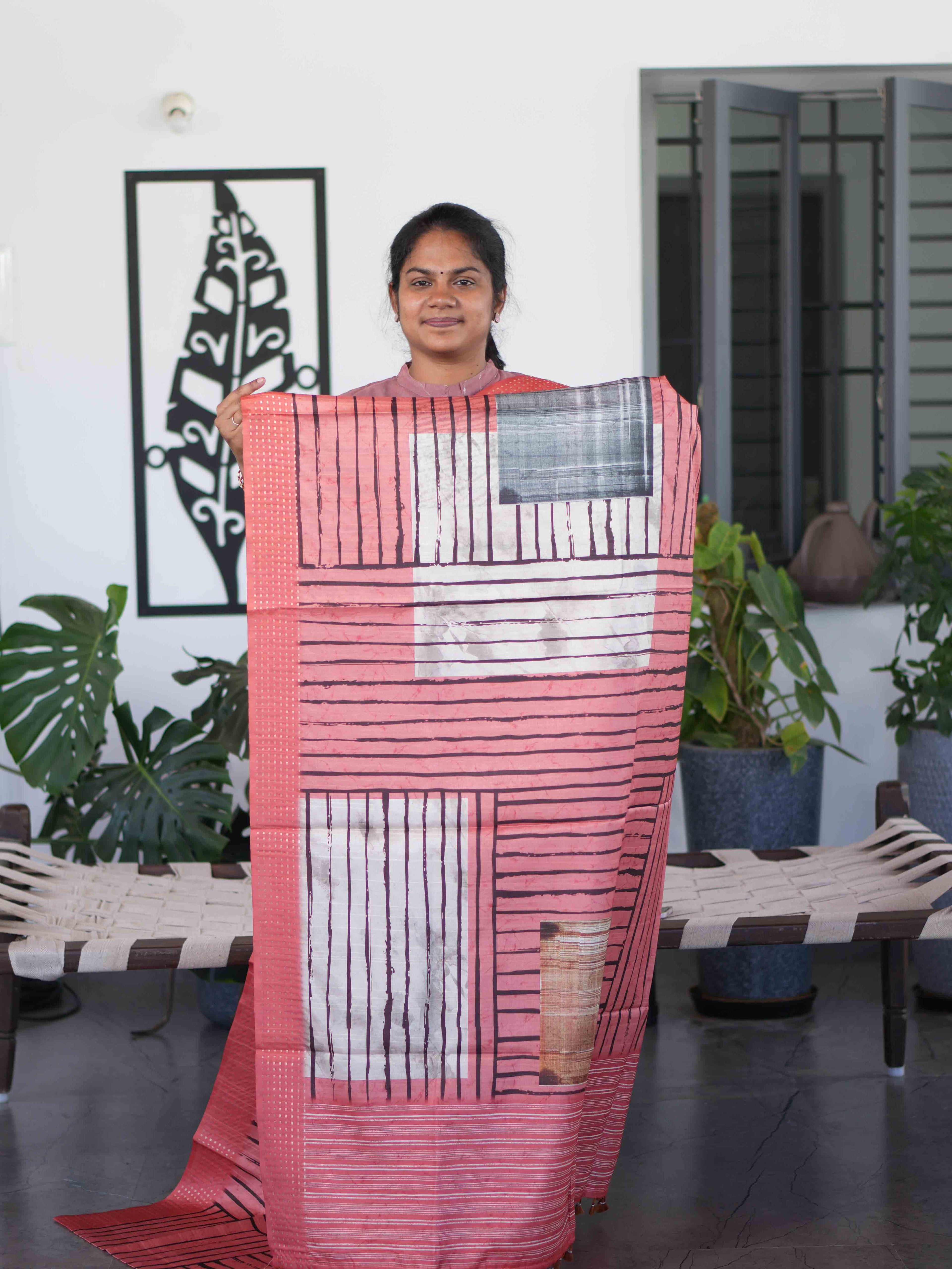 Printed Tussar Sarees Graceful Motifs / SKU266 – 3