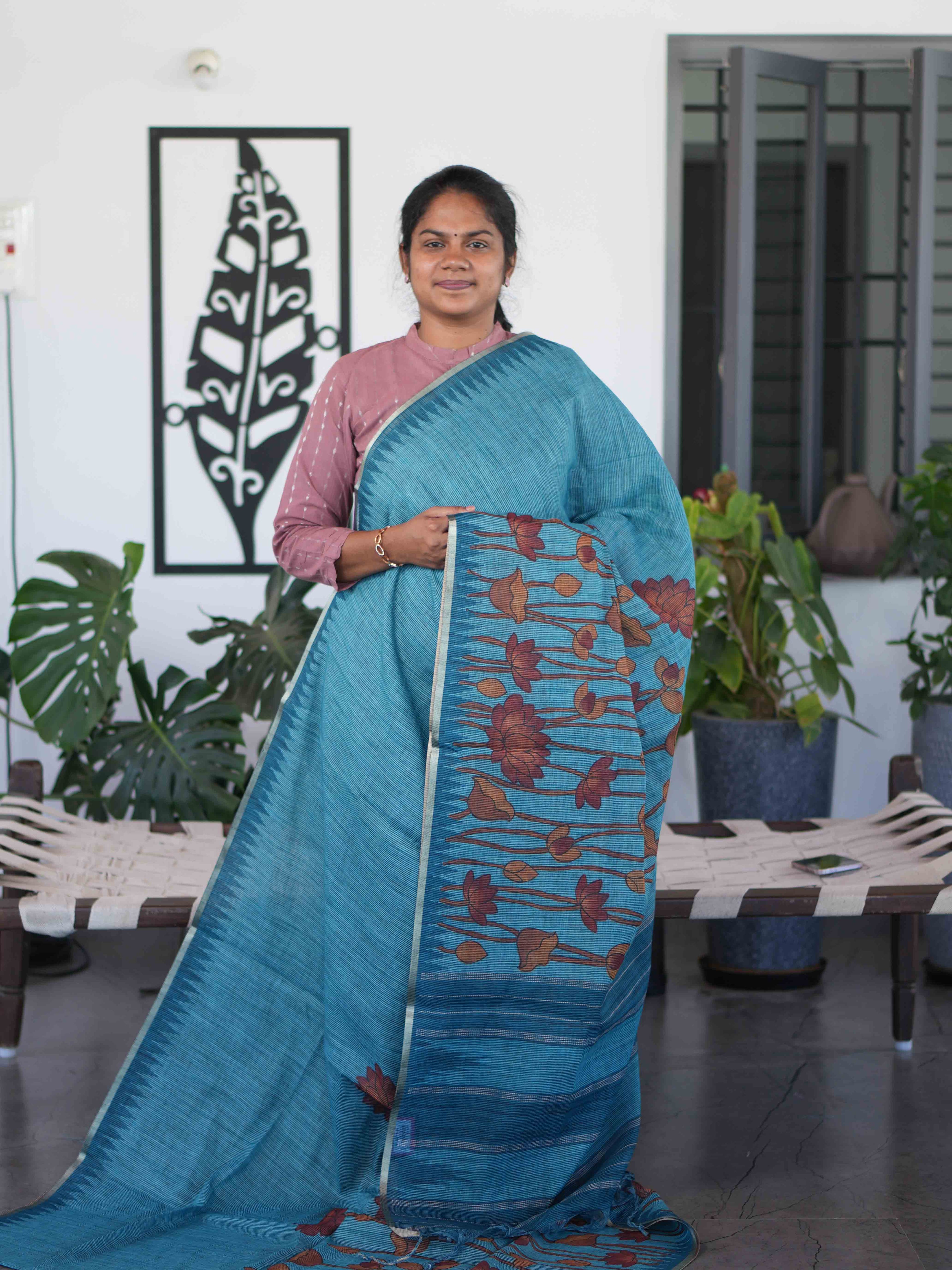 Linen Cotton Sarees Natural Elegance / SKU268 – 3