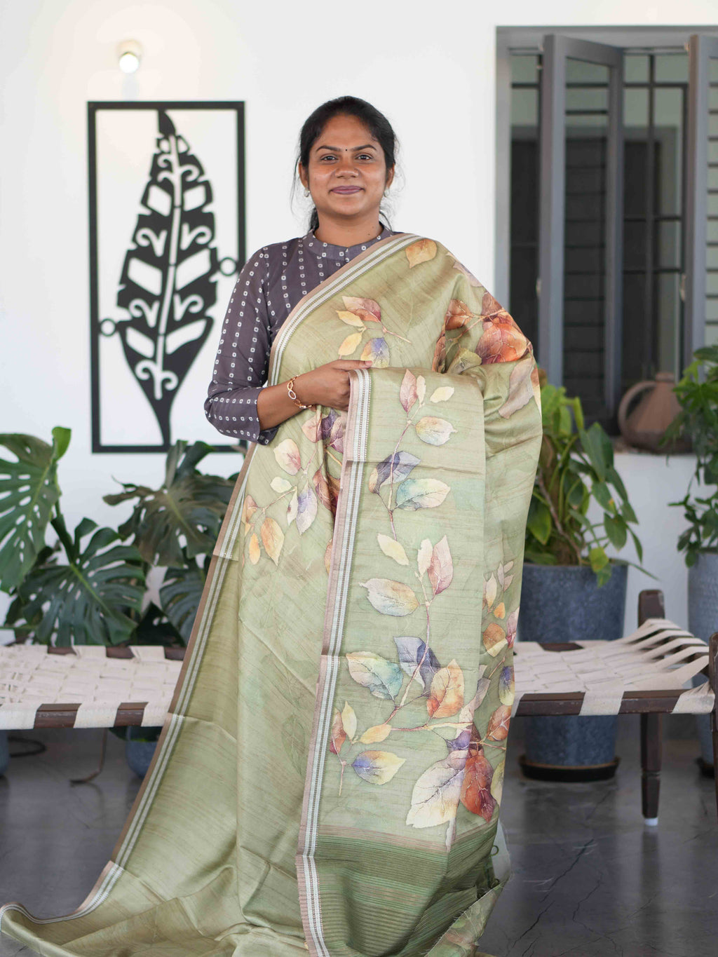 Digital Tussar Sarees Graceful Prints / SKU280 – 5