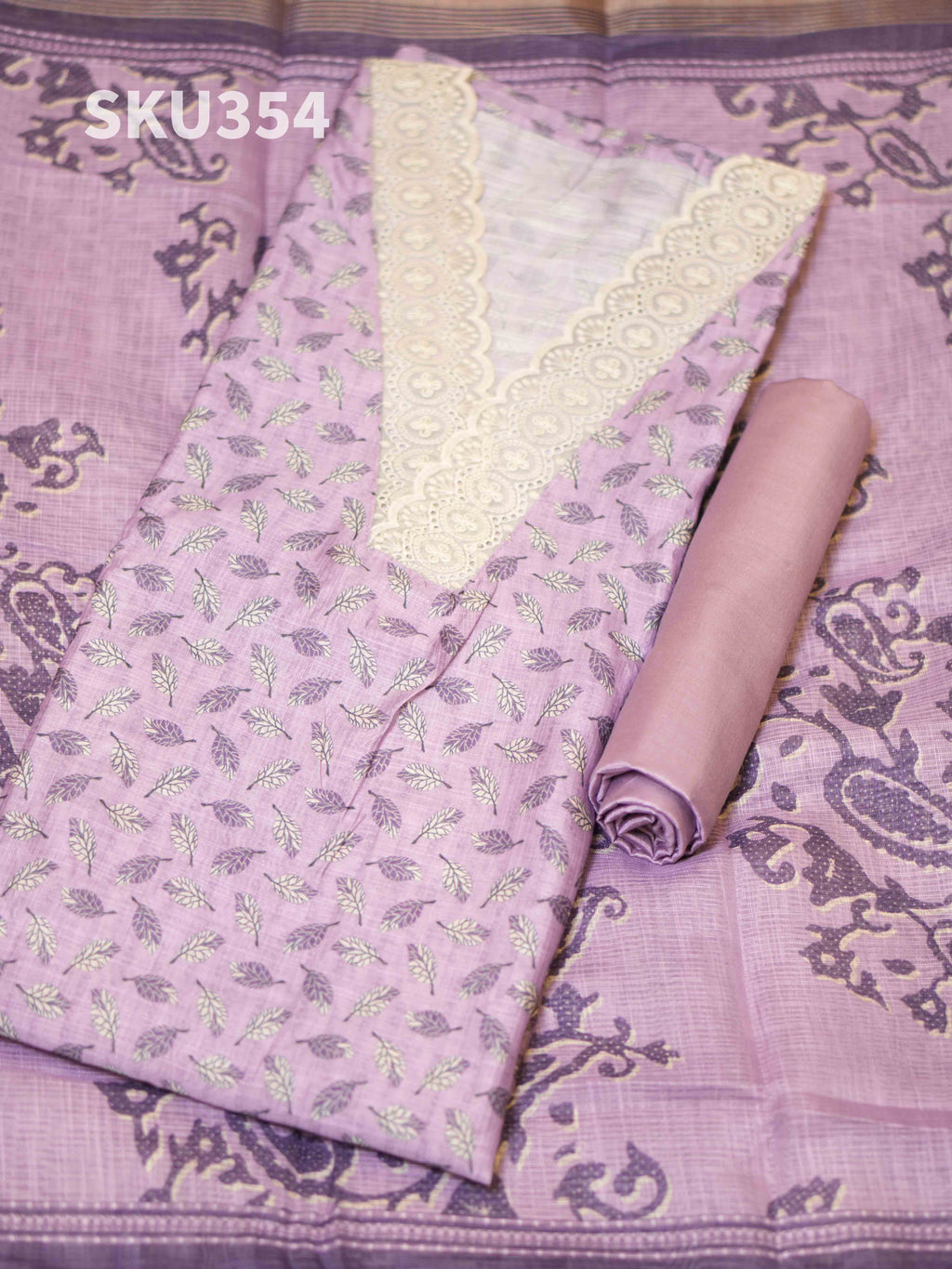 Printed Linen Salwar Materials Classic Prints / SKU354 – 1