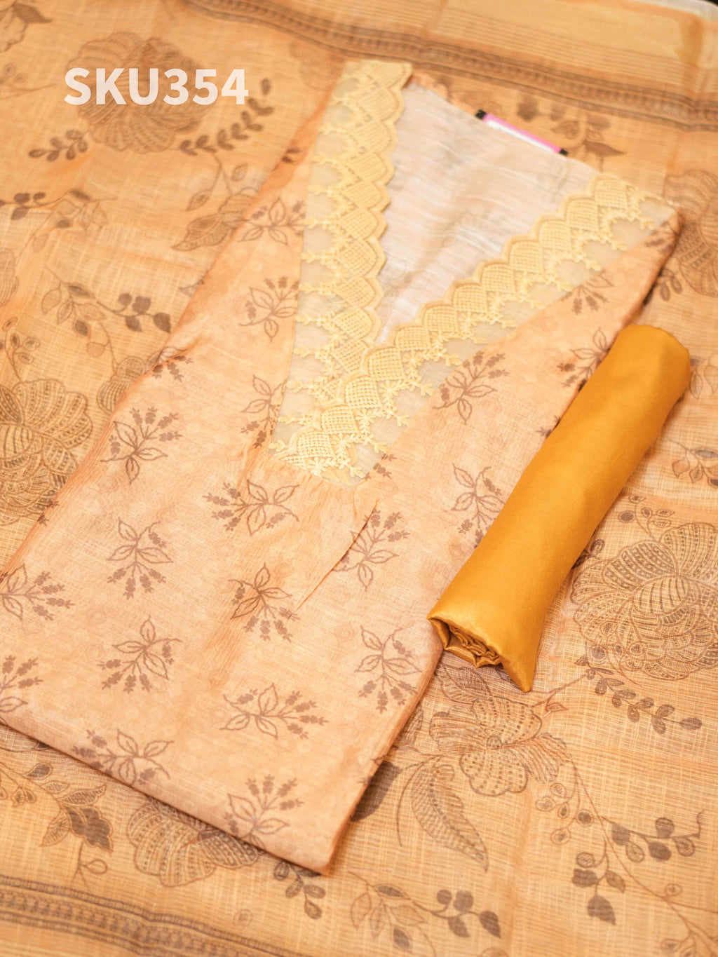 Printed Linen Salwar Materials Ethnic Style / SKU354 – 6