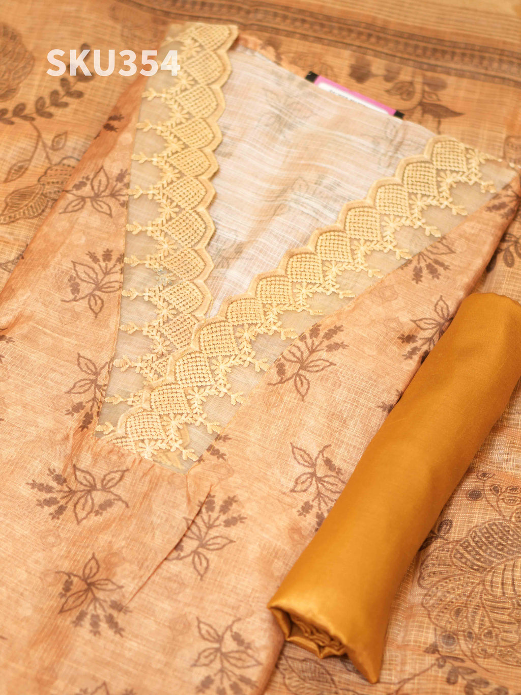 Printed Linen Salwar Materials Ethnic Style / SKU354 – 6