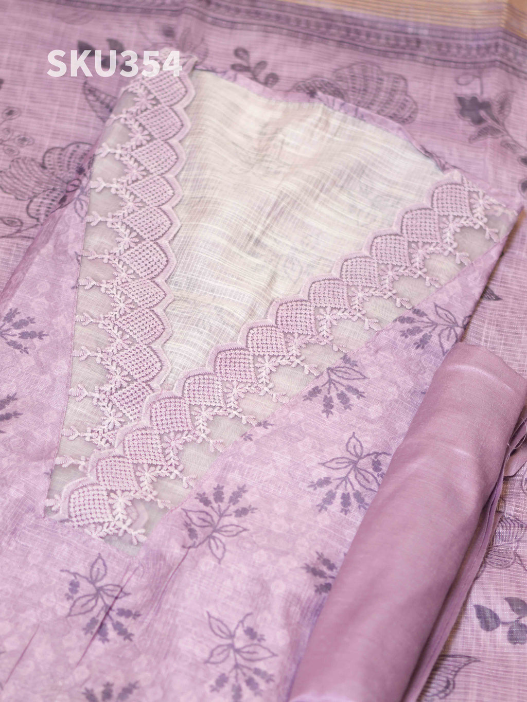 Printed Linen Salwar Materials Refined Texture / SKU354 – 7