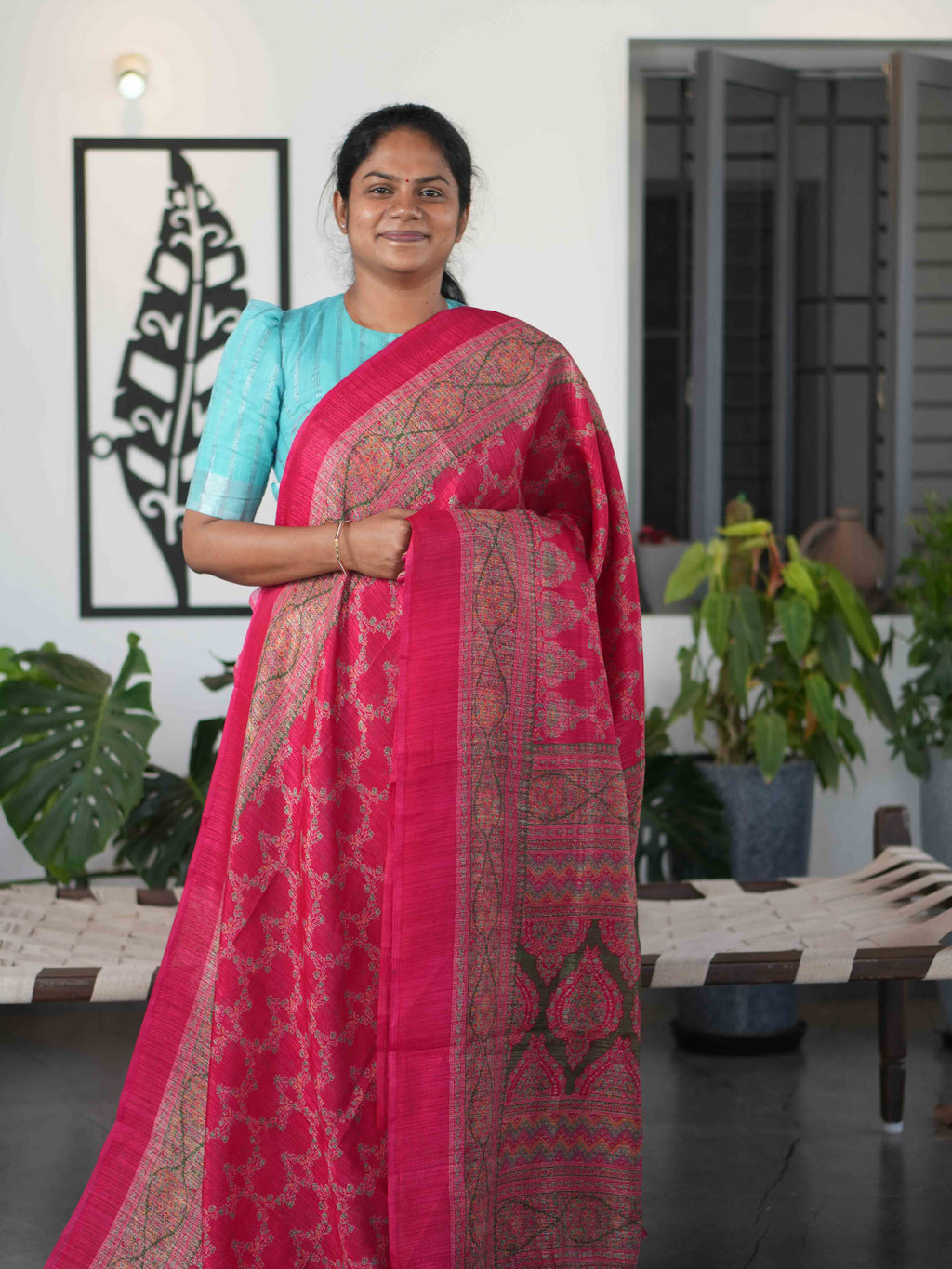 Printed Jute Cotton Sarees Artistic Charm / SKU301 – 1