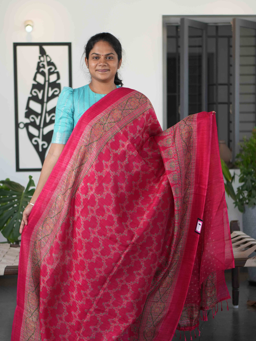 Printed Jute Cotton Sarees Artistic Charm / SKU301 – 1