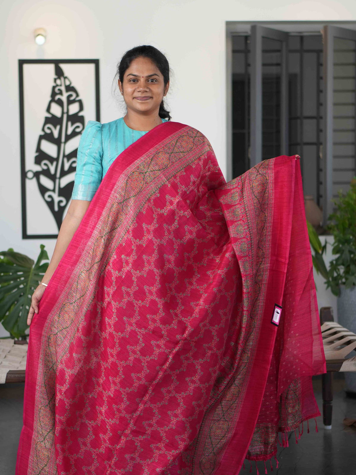 Printed Jute Cotton Sarees Artistic Charm / SKU301 – 1