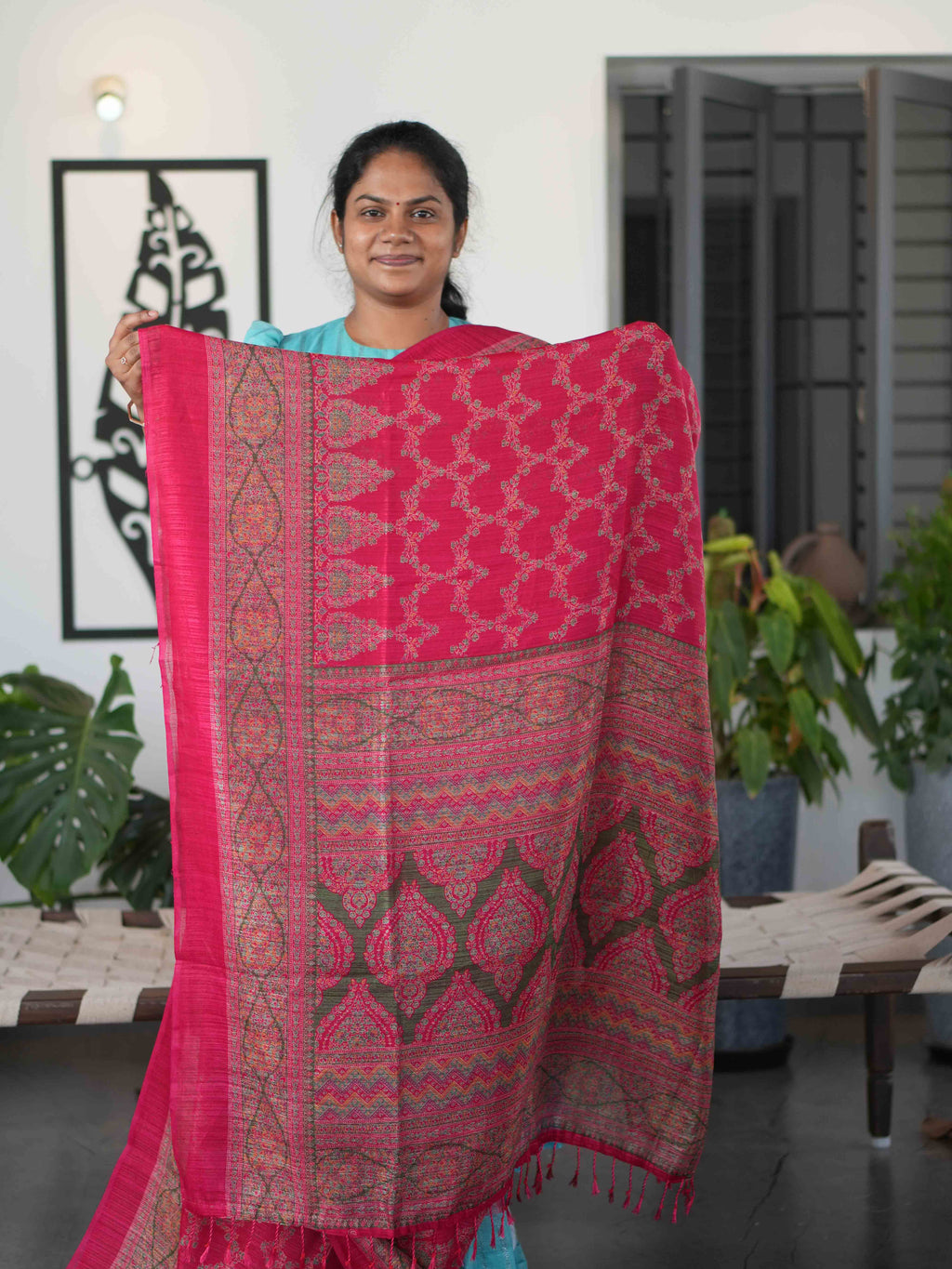 Printed Jute Cotton Sarees Artistic Charm / SKU301 – 1