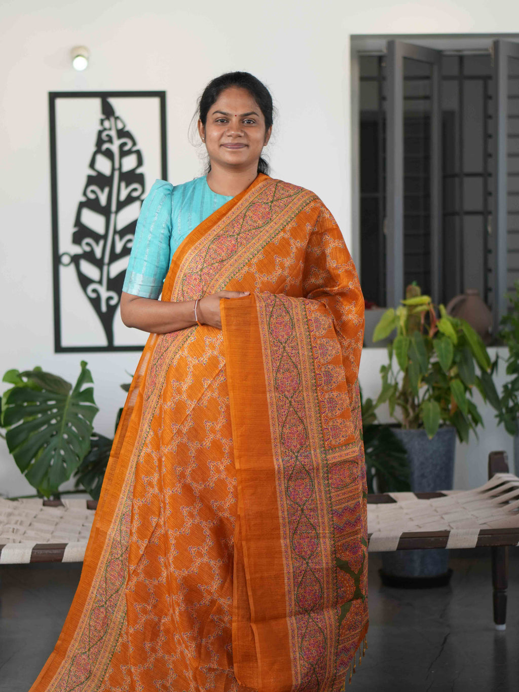 Printed Jute Cotton Sarees Graceful Motifs / SKU301 – 3