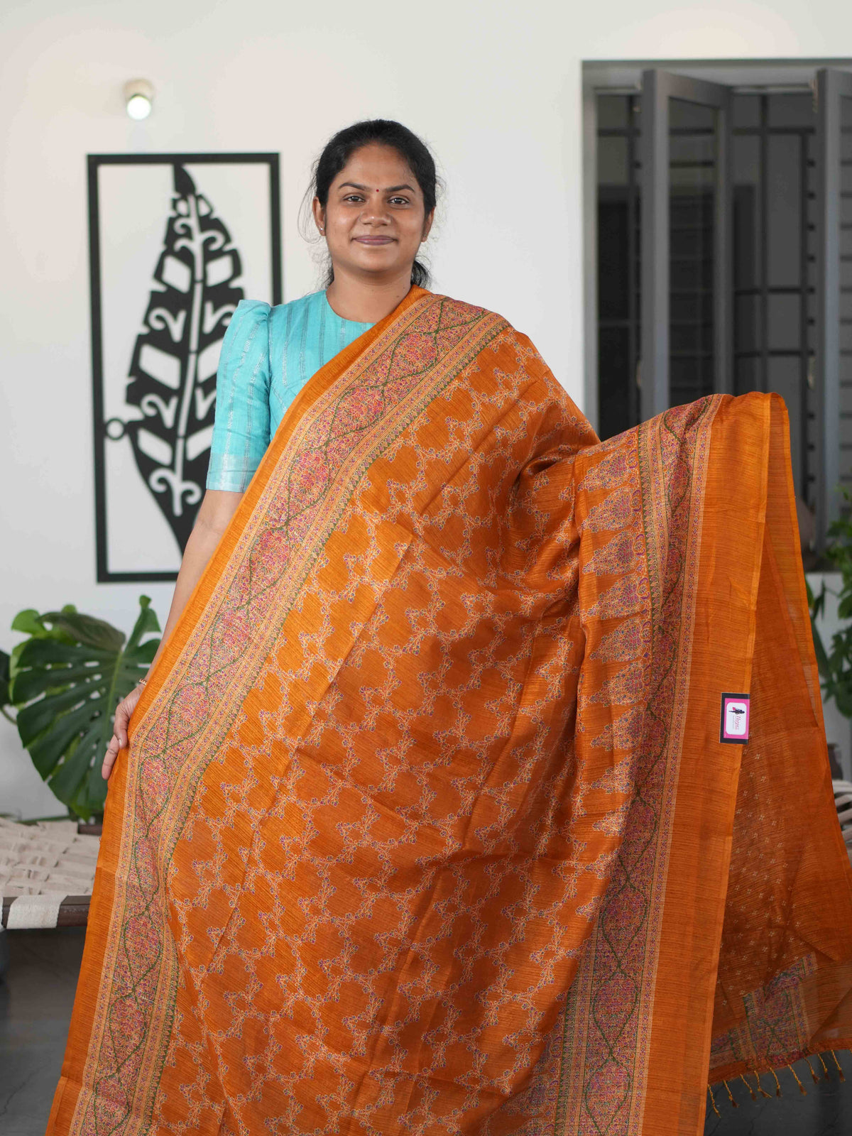 Printed Jute Cotton Sarees Graceful Motifs / SKU301 – 3
