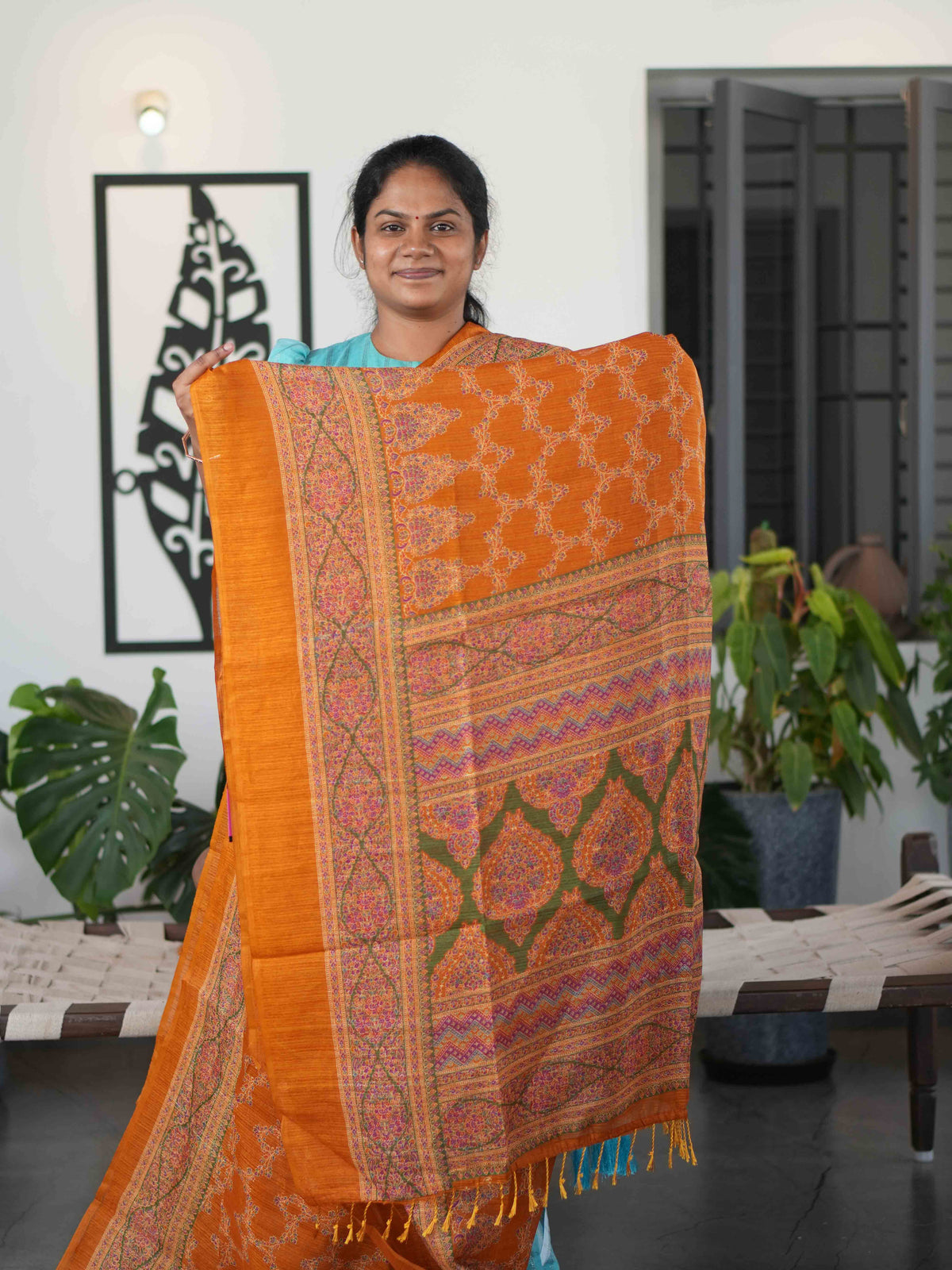 Printed Jute Cotton Sarees Graceful Motifs / SKU301 – 3