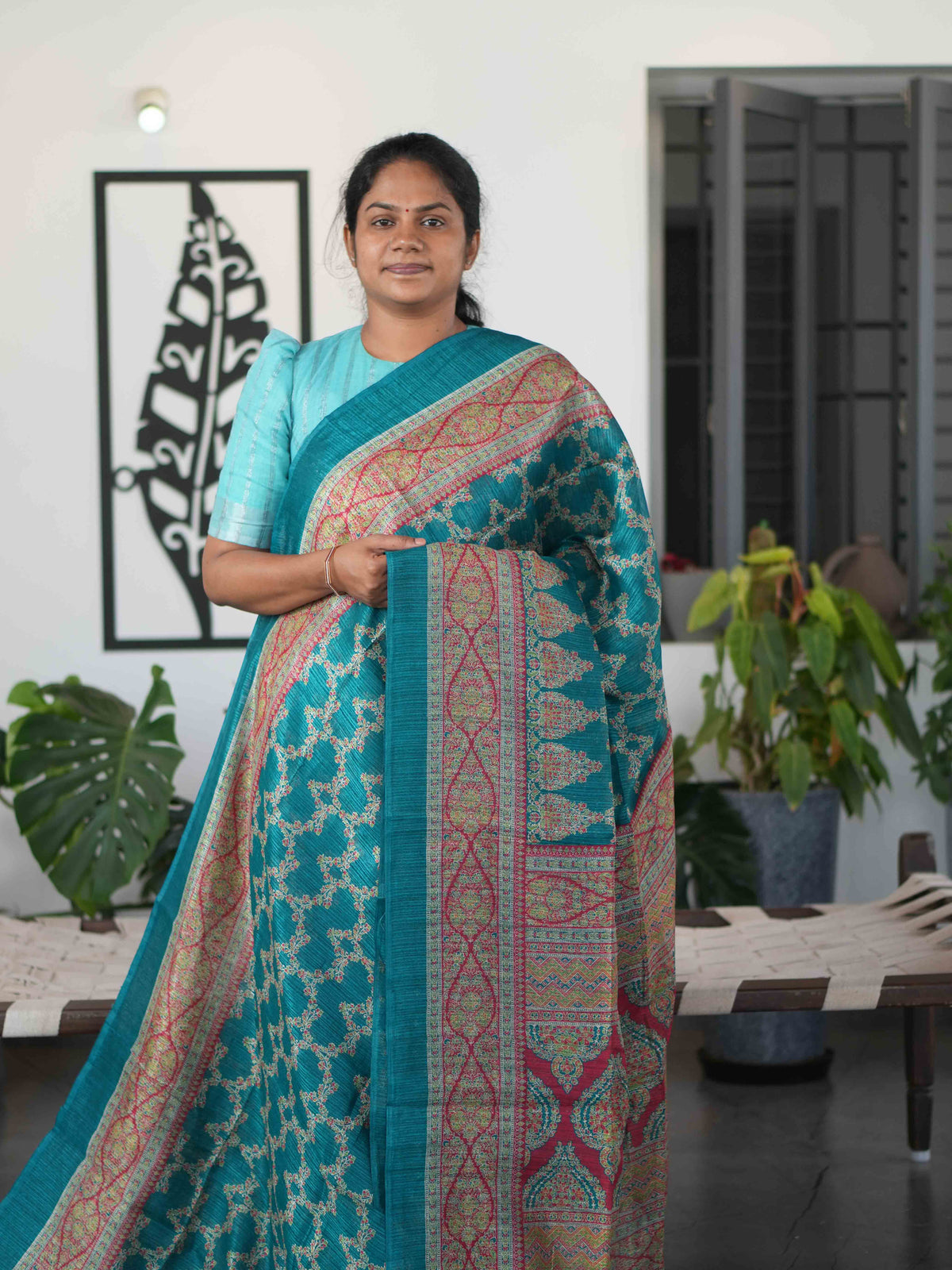 Printed Jute Cotton Sarees Elegant Patterns / SKU301 – 4
