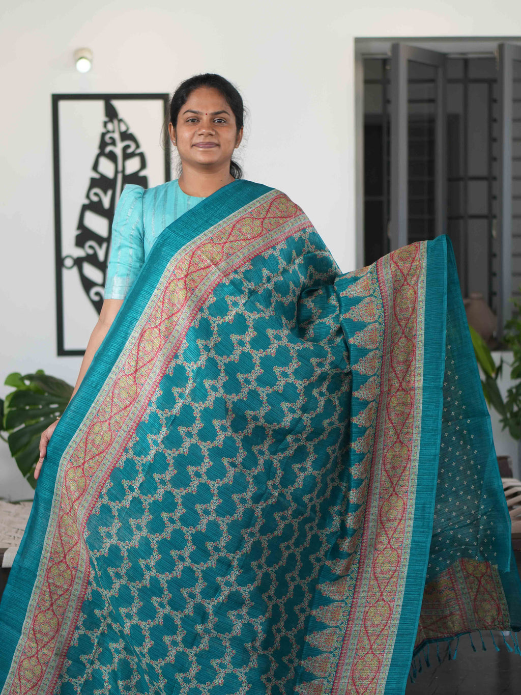 Printed Jute Cotton Sarees Elegant Patterns / SKU301 – 4