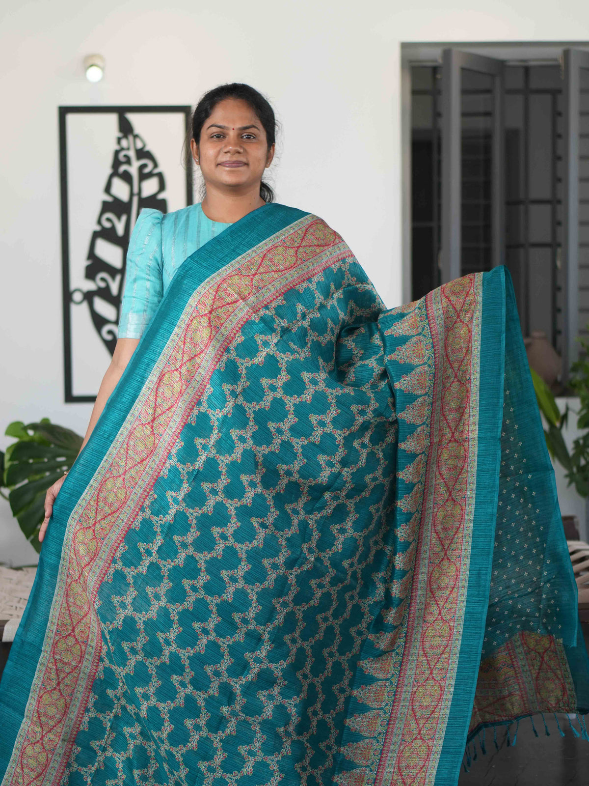 Printed Jute Cotton Sarees Elegant Patterns / SKU301 – 4