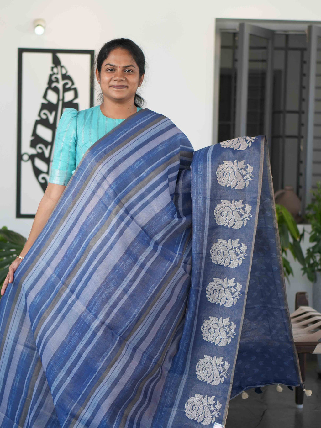 Printed Linen Tissue Sarees Festive Grace / SKU305 - 001