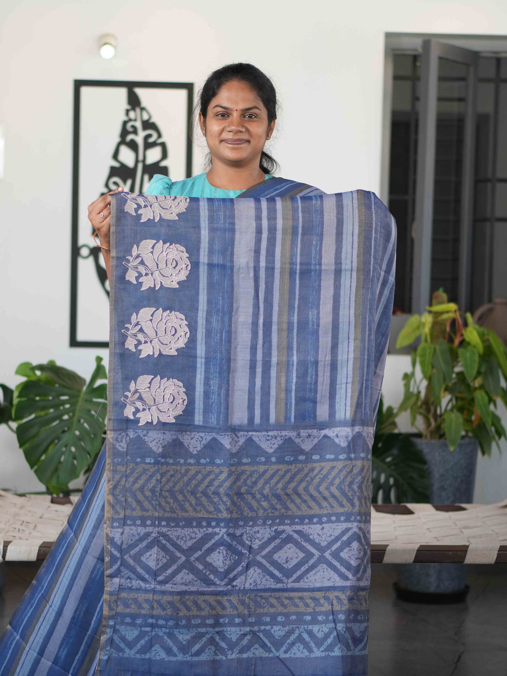Printed Linen Tissue Sarees Festive Grace / SKU305 - 001