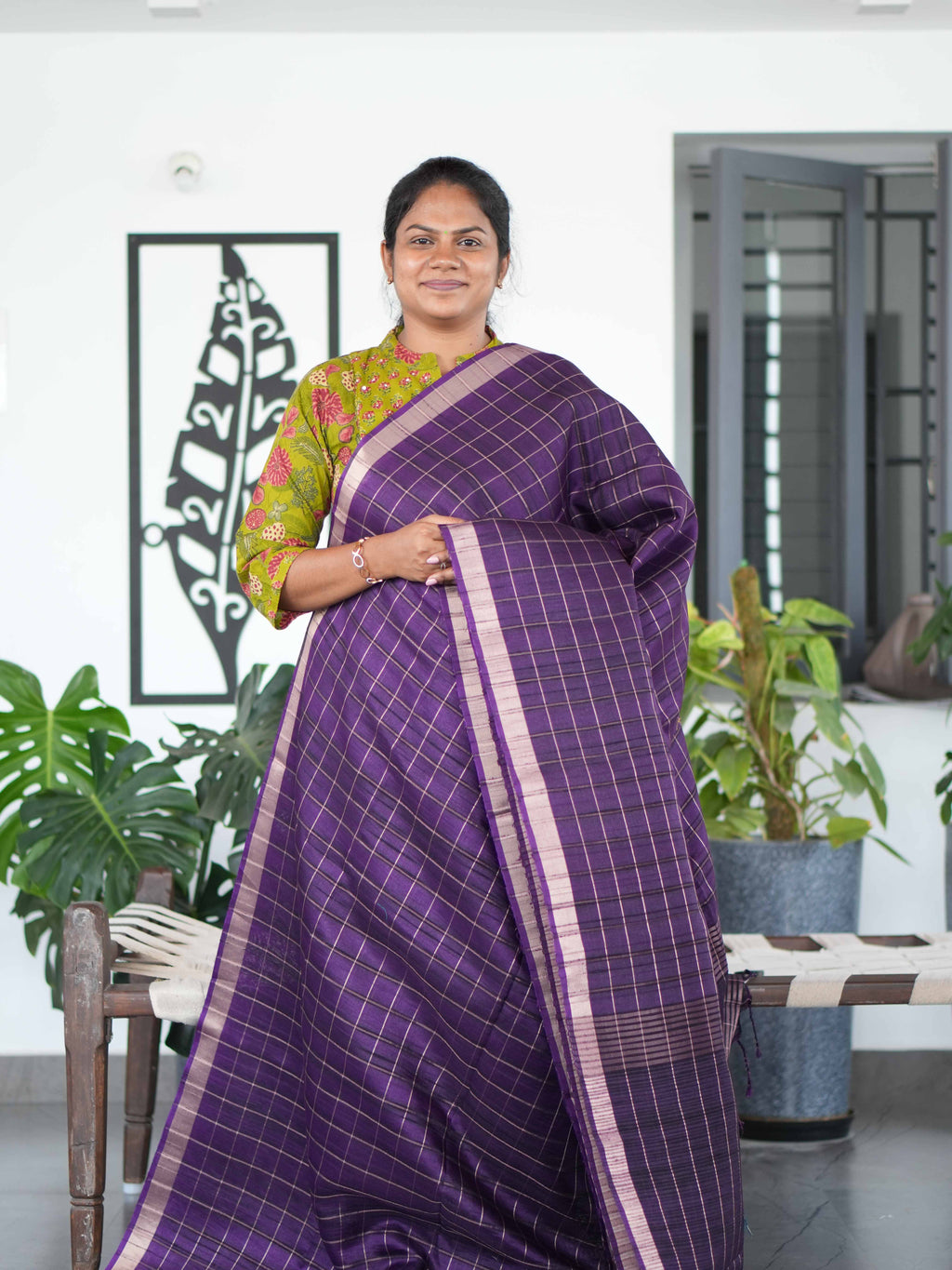 Tussar Chex Sarees Heritage Checks / SKU195 – 1