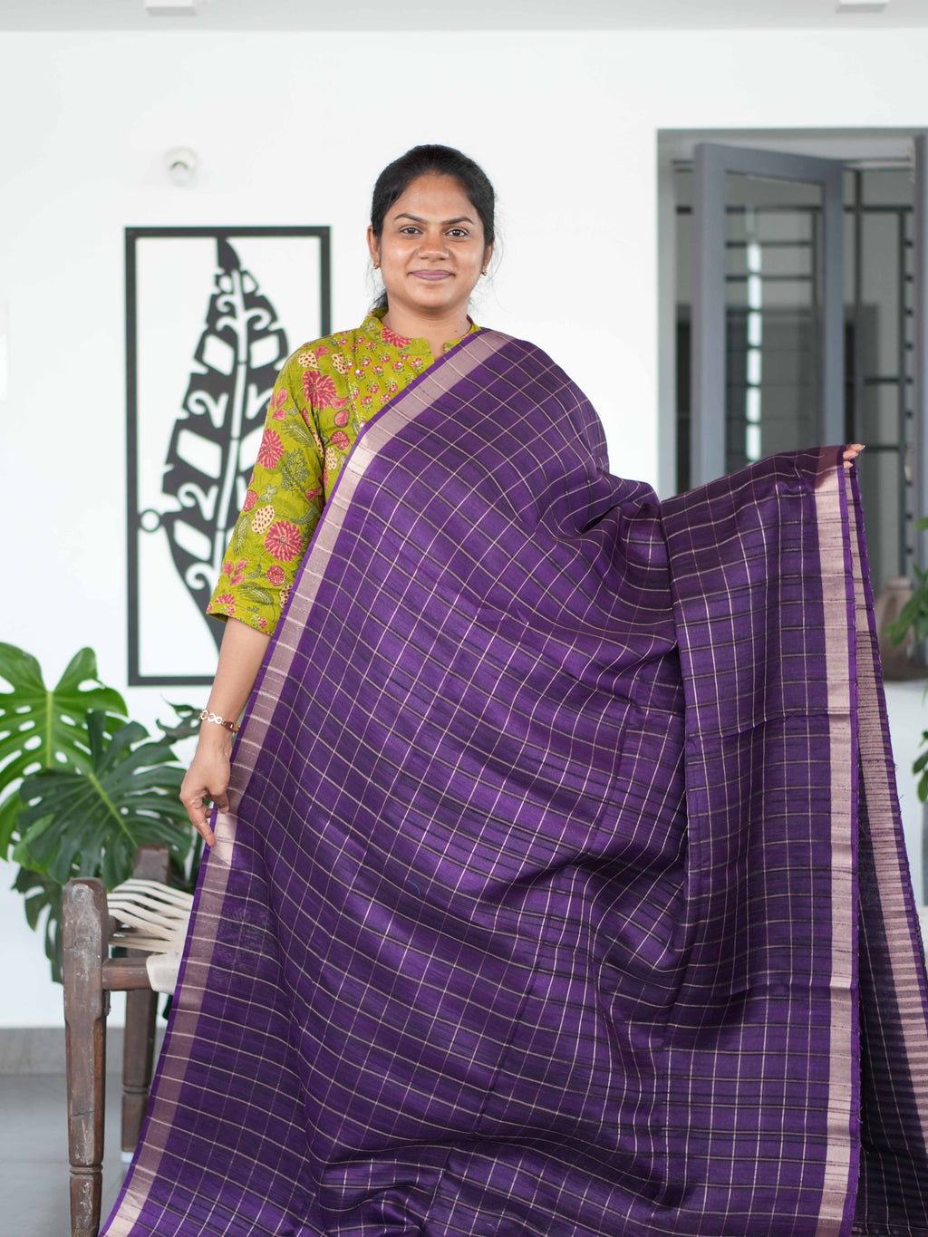 Tussar Chex Sarees Heritage Checks / SKU195 – 1