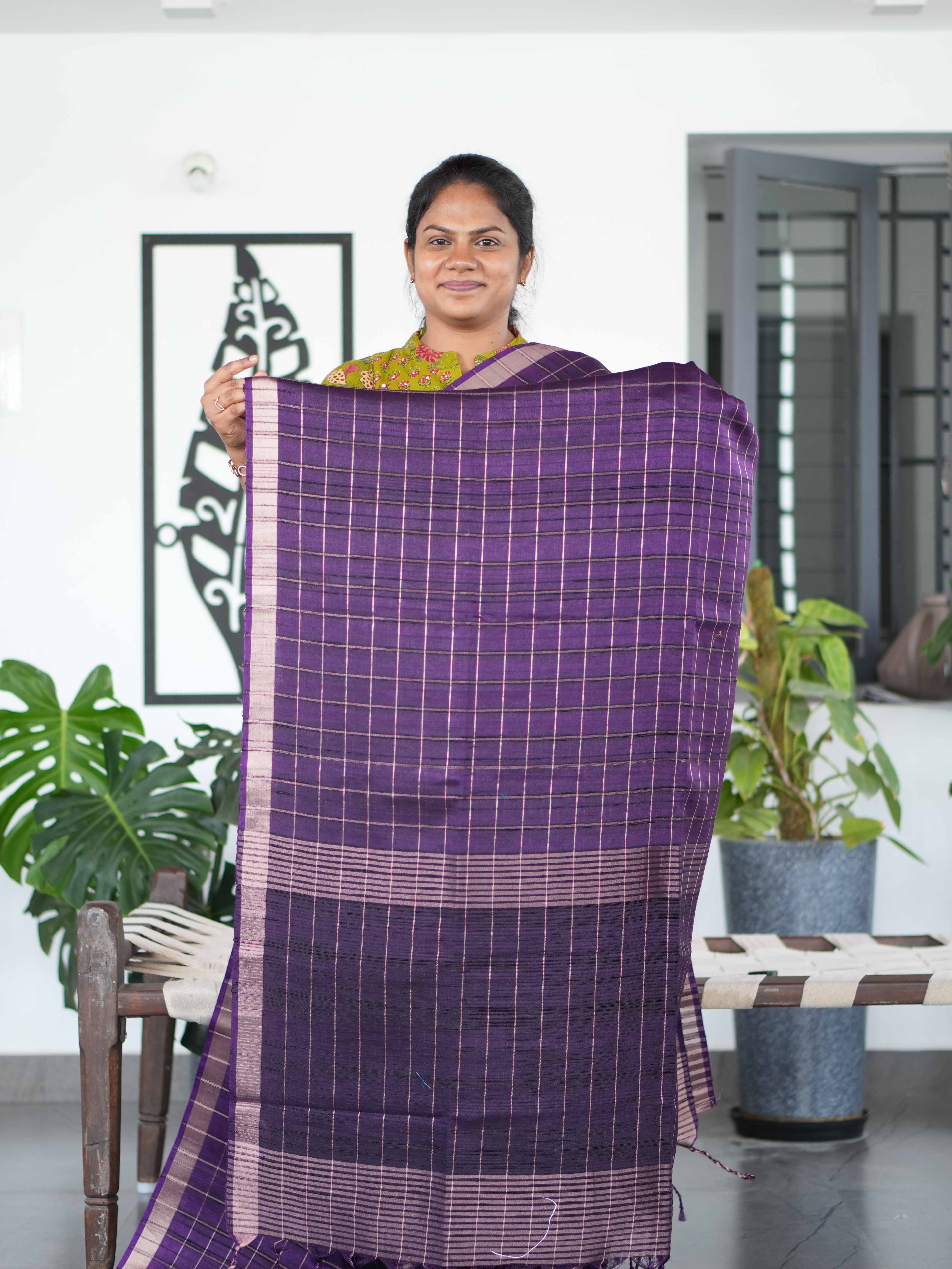 Tussar Chex Sarees Heritage Checks / SKU195 – 1