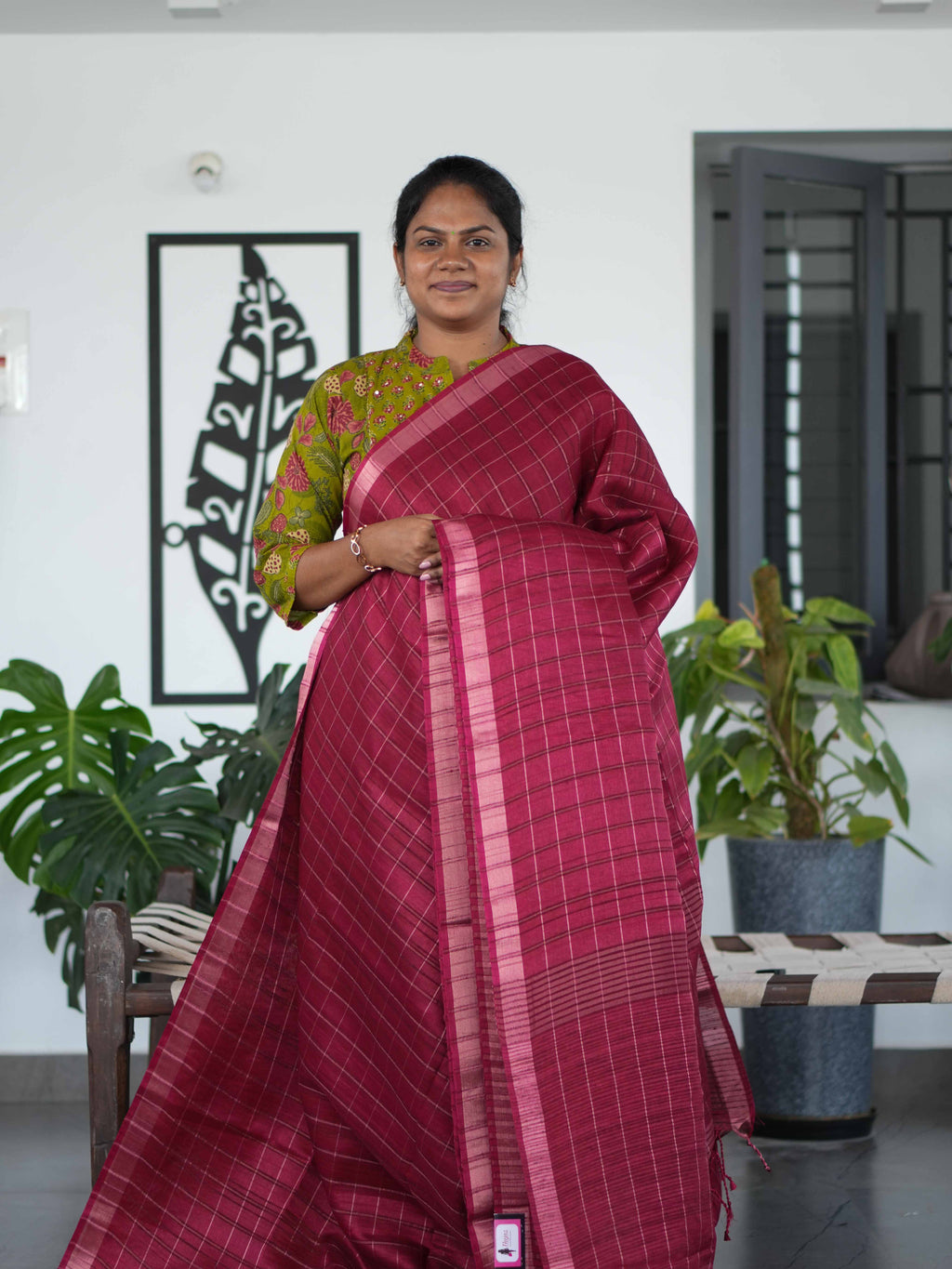 Tussar Chex Sarees Royal Pattern / SKU195 – 4