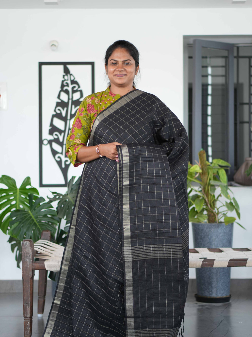 Tussar Chex Sarees Artisan Squares / SKU195 – 5