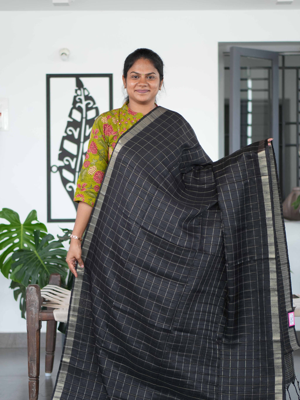 Tussar Chex Sarees Artisan Squares / SKU195 – 5