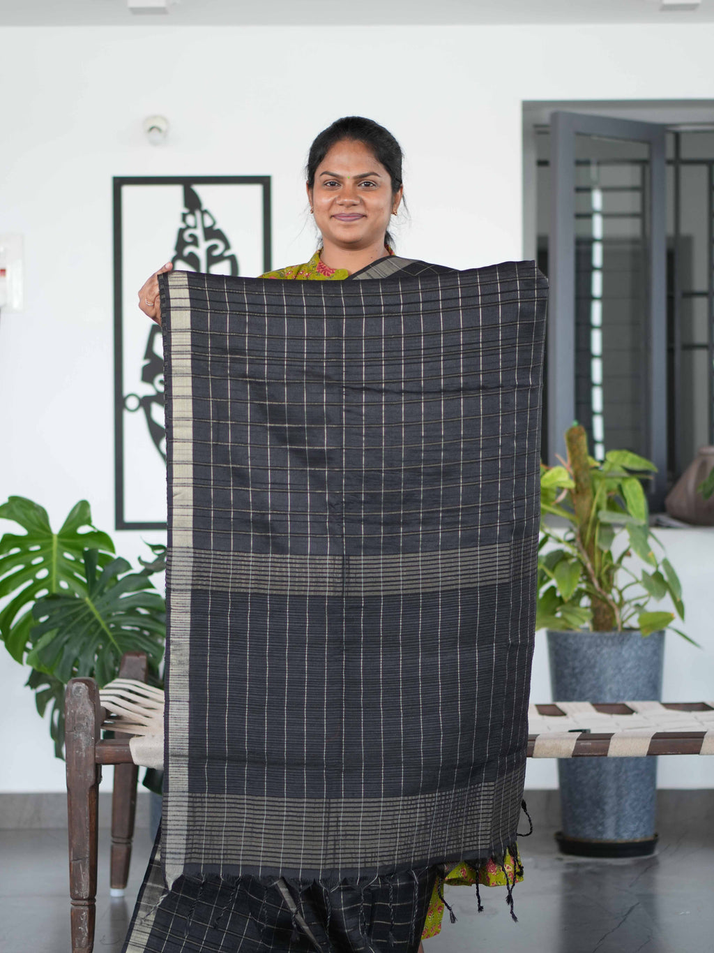 Tussar Chex Sarees Artisan Squares / SKU195 – 5